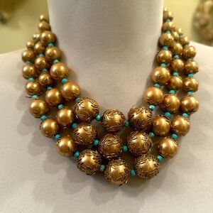 Bronze and turquoise necklace